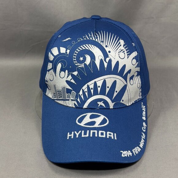 FIFA World Cup Brazil Strapback Cap Hat Blue Soccer Hyundai Souvenir Dad Mens - Picture 2 of 14